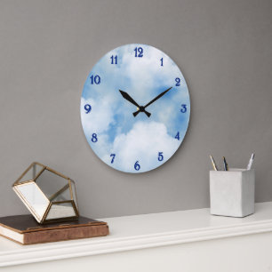 Fluffy White Clouds Large Clock
