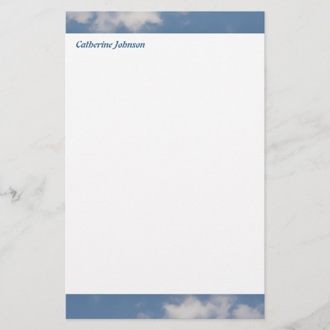 Fluffy White Cumulus Clouds Custom Stationery (Front)