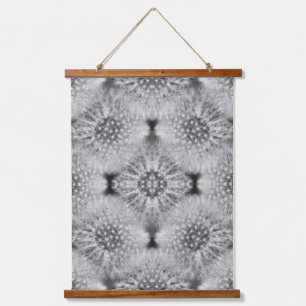 Fluffy White Dandelions Abstract Nature Pattern Hanging Tapestry