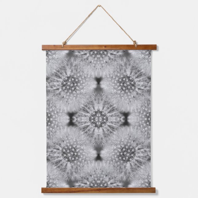 Fluffy White Dandelions Abstract Nature Pattern  Hanging Tapestry (Front)