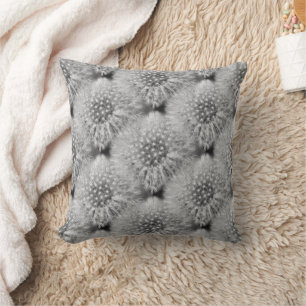 Fluffy White Dandelions Nature Pattern Cushion