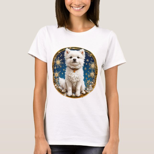 fluffy white dog T-Shirt (Front)