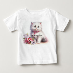 Fluffy White Kitten You're Purr-fect Baby T-Shirt