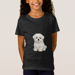 Fluffy White Maltese Puppy Portrait Cute Dog Lover T-Shirt
