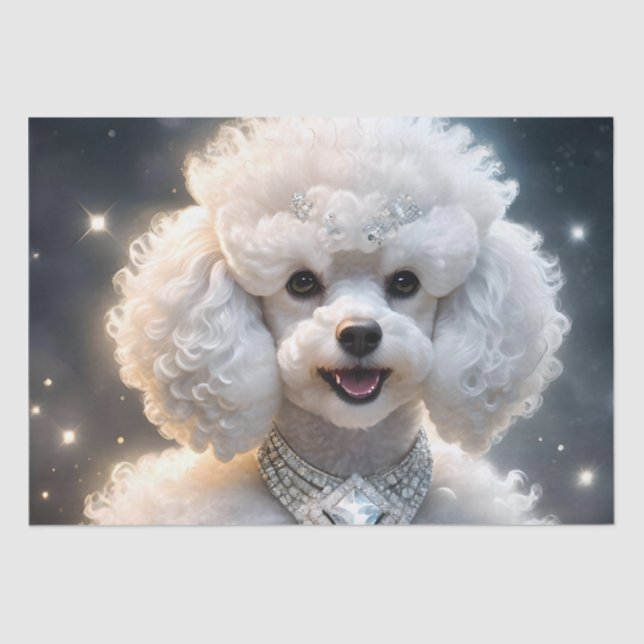 Fluffy White Poodles Wear Diamonds, Tissue Paper (Front)