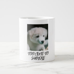 "Fluffy White Puppy Charm" Large Coffee Mug