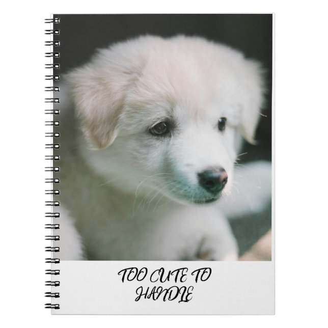 "Fluffy White Puppy Charm" Notebook (Front)