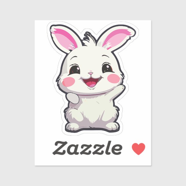 Fluffy White Rabbit Vinyl Sticker (Sheet)