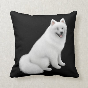 Fluffy White Samoyed Dog Pillow
