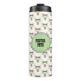 Fluffy White Sheep Pattern Thermal Tumbler