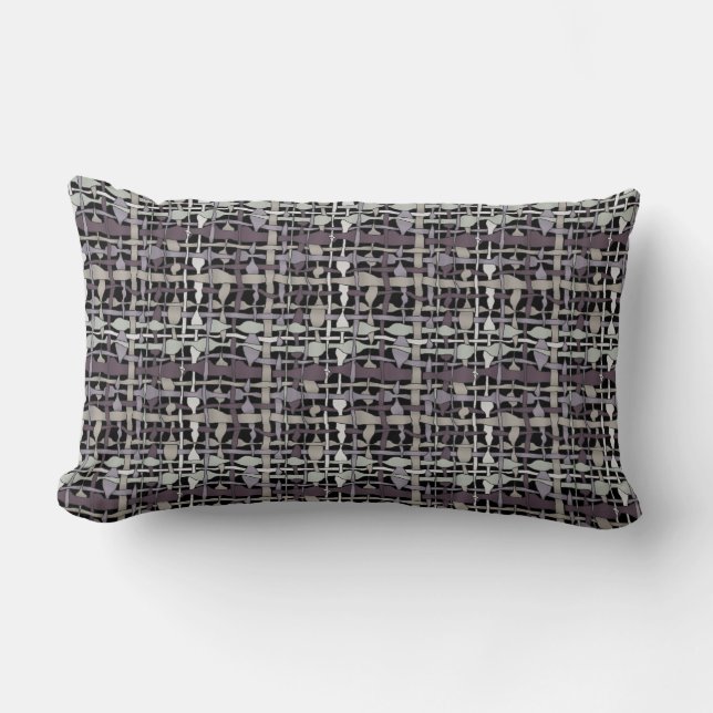 Fluffy Woven Graphic Fabric Grey Lumbar Cushion (Front)