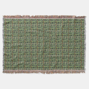 Fluffy Woven Graphic Strings Green Throw Blanket