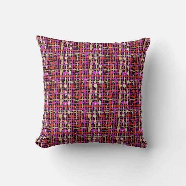 Fluffy Woven Graphical Fabric Red Cushion (Front)