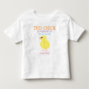 Fluffy Yellow Chick Personalised Allergy Alert Toddler T-Shirt