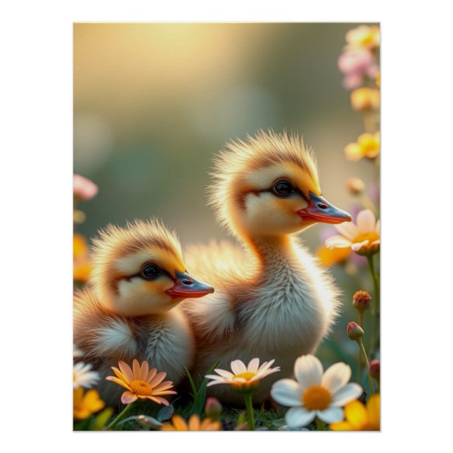 Fluffy Yellow Chicks Art  Poster (Front)