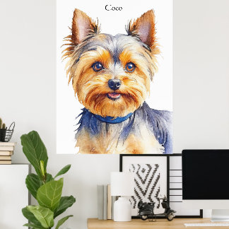 Fluffy Yorkshire Terrier Soft and Gentle Dog Art Poster