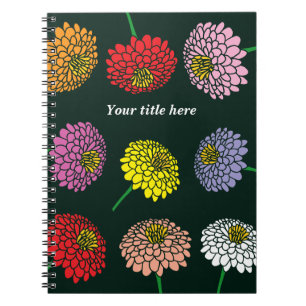 Fluffy Zinnias cut flower print design custom Notebook