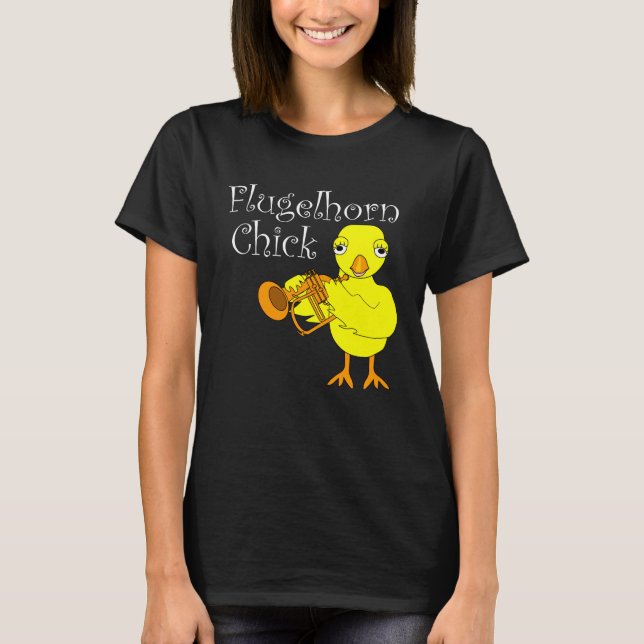 Flugelhorn Chick White Text T-Shirt (Front)
