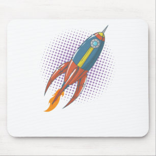 Flugkörper Rakete Weltall Comic Mond Mouse Mat