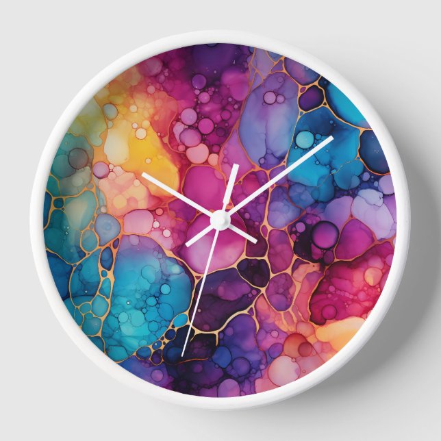 Fluid Abstract Alcohol Ink |  Clock (Front)