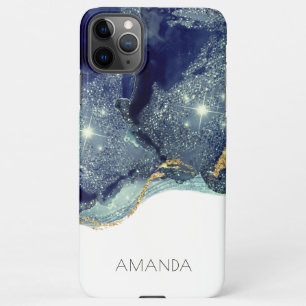 Fluid Abstract Alcohol Ink Gold Navy Glitter iPhone 11Pro Max Case