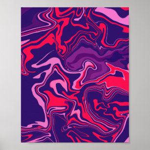 Fluid Abstract Art in Red, pink, and Purple Poster