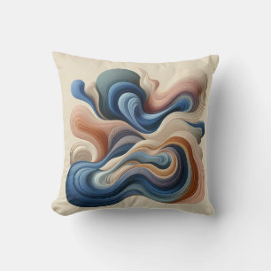 Fluid Abstract Flow – Earth & Blue Ribbon Art Cushion