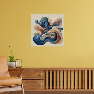 Fluid Abstract Flow – Earth & Blue Ribbon Art Poster