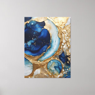 Fluid Abstract Gold-Navy Beach Canvas Print