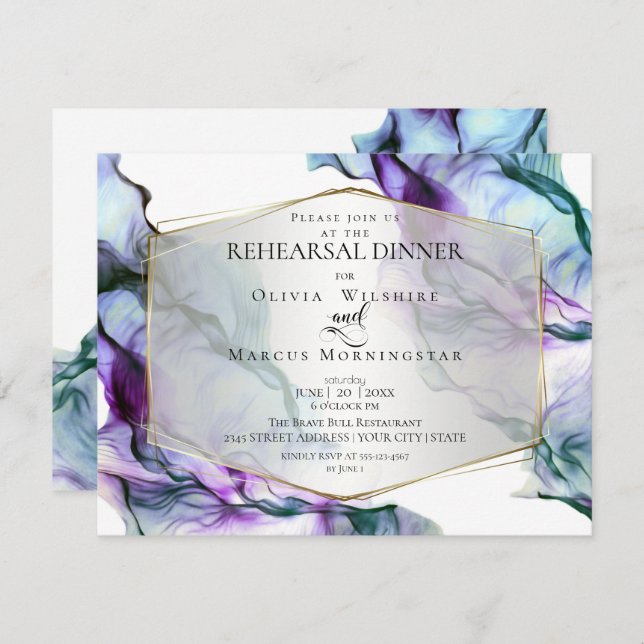 Fluid Abstract Ink Ultra Violet Teal Invitation (Front/Back)