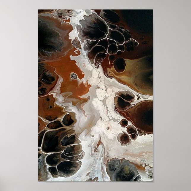 Fluid Acrylic Abstract Painting Brown Neutral Poster (Front)