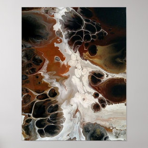 Fluid Acrylic Abstract Painting Brown Neutral Poster
