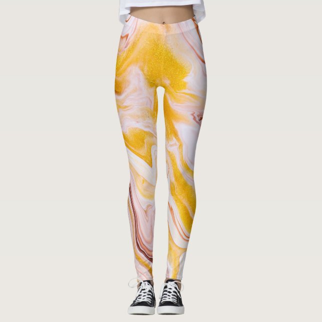 Fluid art: iridescent abstract texture. leggings (Front)