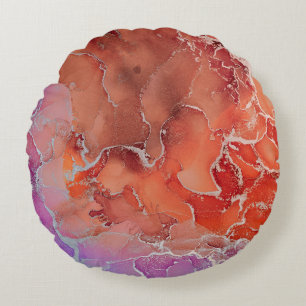 Fluid Art. Modern ?bstract colorful background, wa Round Cushion
