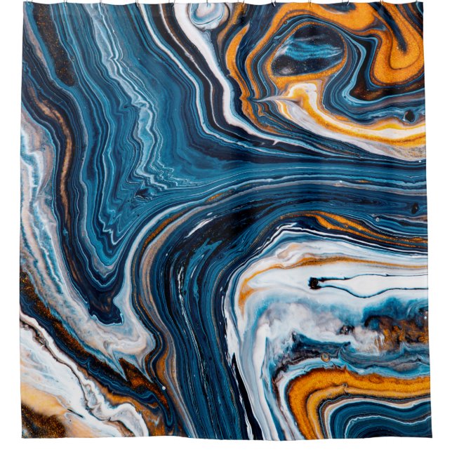Fluid art texture. Background with abstract mixing Shower Curtain (Front)