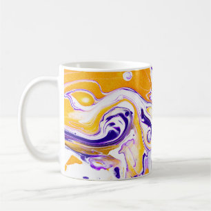 Fluid art texture: swirling paints. coffee mug