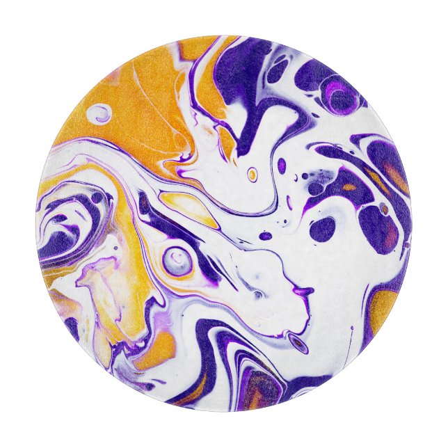 Fluid art texture: swirling paints. cutting board (Front)