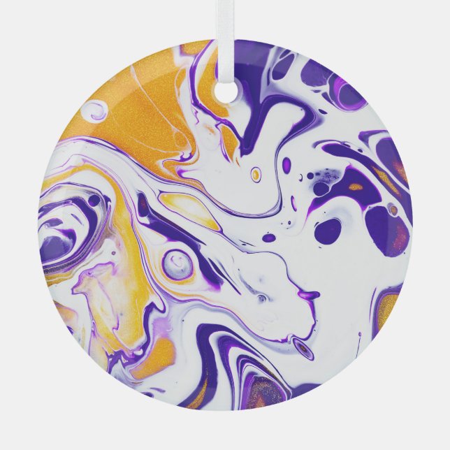 Fluid art texture: swirling paints. glass tree decoration (Front)