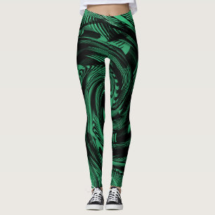 fluid blue green flowy abstract vibrant leggings