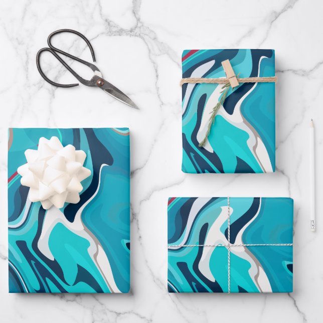 Fluid Blue Harmony Wrapping Paper Sheet (Front)