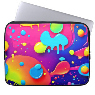 Fluid Colour Chaos: Dynamic Digital Artwork Laptop Sleeve