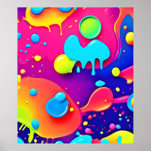 Fluid Colour Chaos: Dynamic Digital Artwork Poster