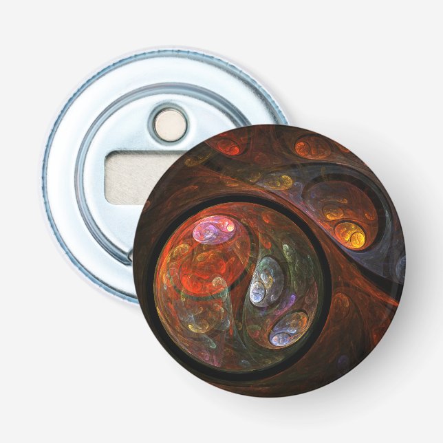 Fluid Connection Abstract Art Button Bottle Opener (Front)