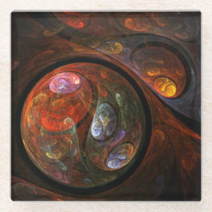 Fluid Connection Abstract Art Glass Coaster
