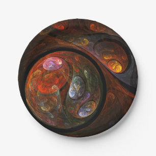 Fluid Connection Abstract Art Paper Plate