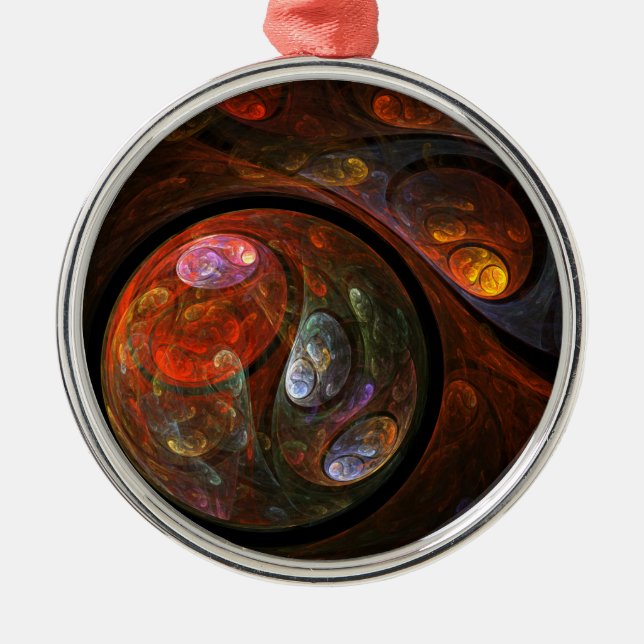 Fluid Connection Abstract Art Round Metal Tree Decoration (Front)