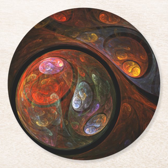 Fluid Connection Abstract Art Round Paper Coaster (Front)