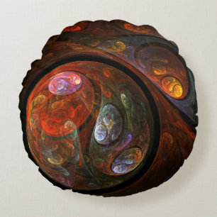Fluid Connection Abstract Art Round Pillow