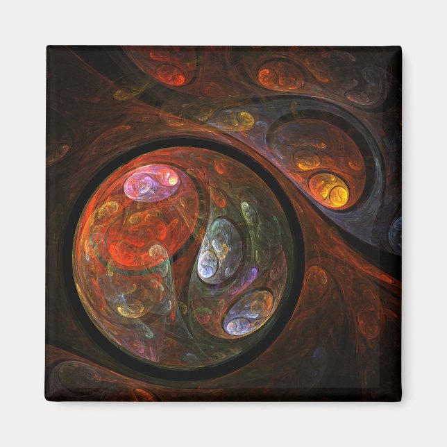 Fluid Connection Abstract Art Square Magnet (Front)
