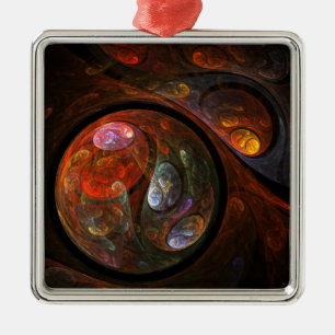 Fluid Connection Abstract Art Square Metal Tree Decoration